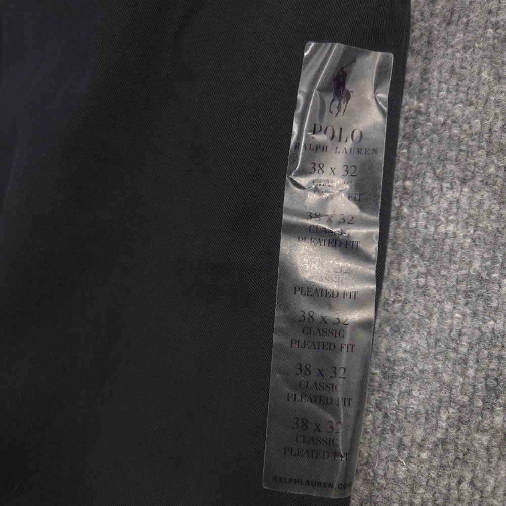 Polo Ralph Lauren Pants Mens 38X32 Black Straight Leg Classic Fit Pleated NEW - Picture 15 of 15
